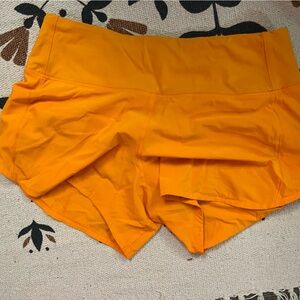 lululemon Orange speed up Shorts